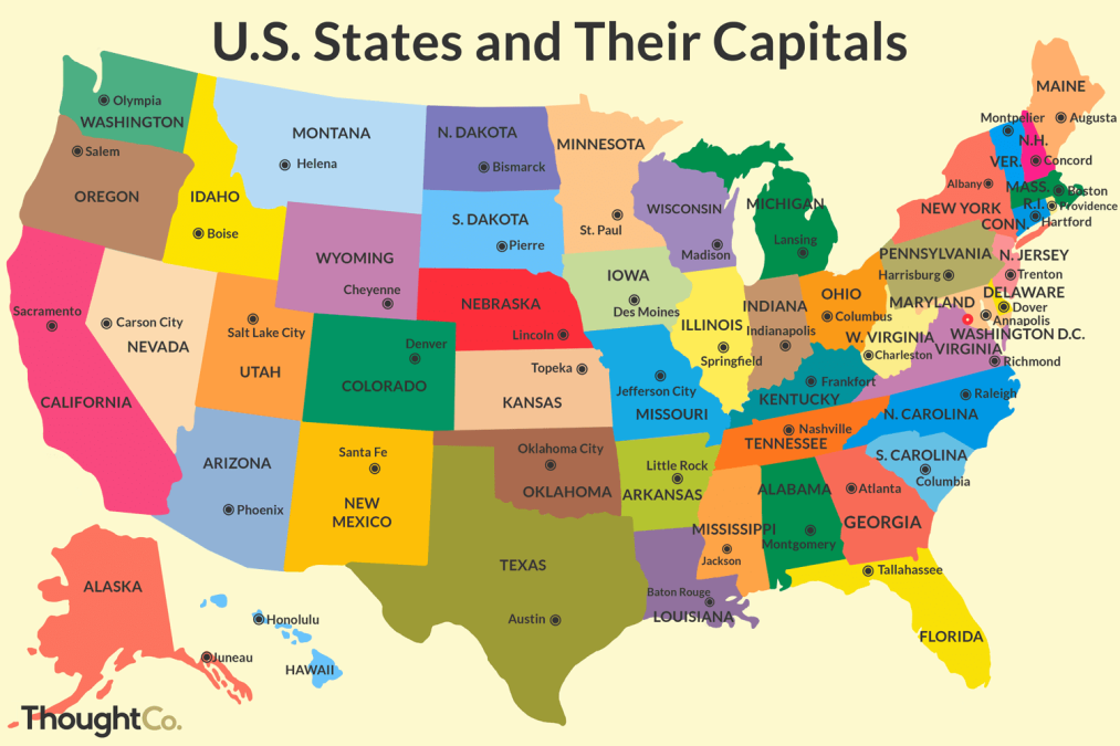 List of US states, their capitals